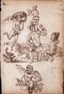 Gruppo di cinque disegni di soggetto diverso  - Asta Stampe e Disegni dal XVI al XX secolo - Associazione Nazionale - Case d'Asta italiane