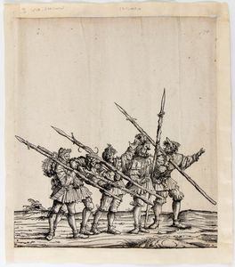 Hans Burgkmair il Vecchio - Cinque cacciatori d'orsi, da Trionfo dell'imperatore Massimiliano I