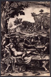 Giorgio Ghisi detto il Mantovano (1520-1582) - Amore e Psiche, da Giulio Romano