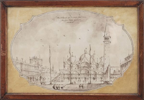 Scuola veneta del XX secolo Veduta di piazza San Marco  - Asta Dipinti Antichi - Associazione Nazionale - Case d'Asta italiane