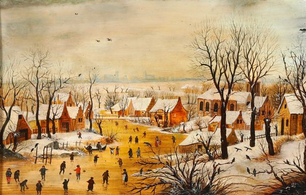 Pieter Bruegel il Vecchio : Paesaggio invernale con pattinatori  - Asta Dipinti Antichi - Associazione Nazionale - Case d'Asta italiane