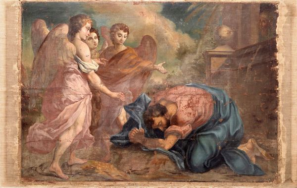 Scuola del XVIII secolo Abramo visitato dai tre angeli  - Asta Dipinti Antichi - Associazione Nazionale - Case d'Asta italiane