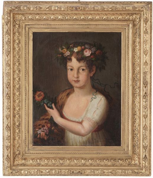 Scuola neoclassica dell'inizio del XIX secolo Bambina con corona di fiori  - Asta Dipinti Antichi - Associazione Nazionale - Case d'Asta italiane
