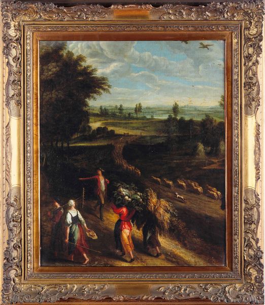 Scuola fiamminga della fine del XVII secolo Paesaggio con contadini e pastore  - Asta Dipinti Antichi - Associazione Nazionale - Case d'Asta italiane