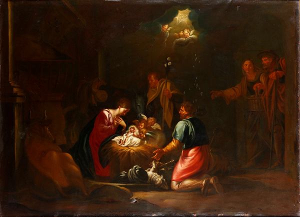 Scuola del XVIII secolo Adorazione dei pastori  - Asta Dipinti Antichi - Associazione Nazionale - Case d'Asta italiane