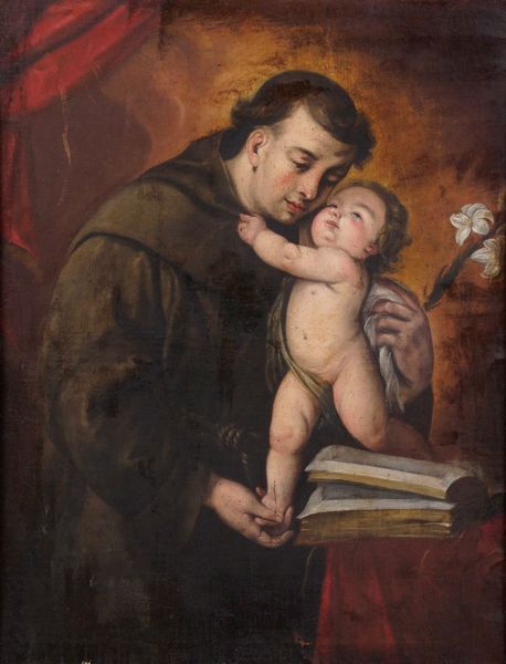 Scuola lombarda del XVII secolo Sant'Antonio con il Bambino  - Asta Dipinti Antichi - Associazione Nazionale - Case d'Asta italiane