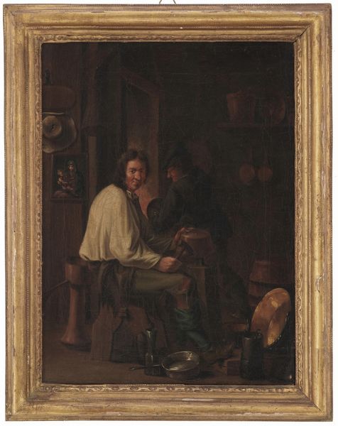 Scuola del XVII-XVIII secolo Scena di genere con figure in un interno  - Asta Dipinti Antichi - Associazione Nazionale - Case d'Asta italiane