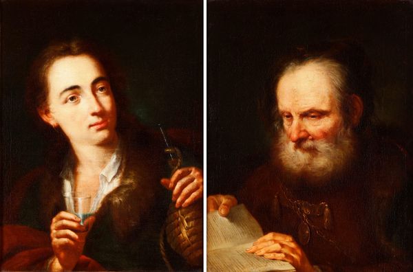 Scuola veneta del XVIII secolo Ritratto di anziano e ritratto di giovane con fiasco  - Asta Dipinti Antichi - Associazione Nazionale - Case d'Asta italiane