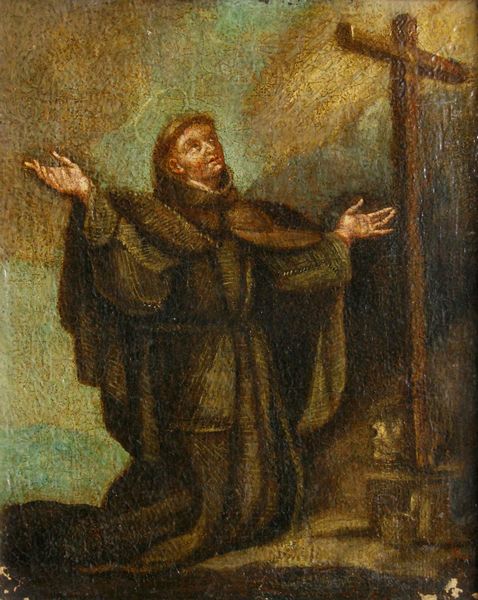 Scuola del XVIII secolo San Francesco in adorazione della croce  - Asta Dipinti Antichi - Associazione Nazionale - Case d'Asta italiane