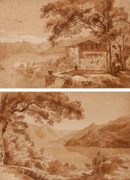 Scuola dellinizio del XIX secolo Vedute di villa Serbelloni sul lago di Como  - Asta Dipinti Antichi - Associazione Nazionale - Case d'Asta italiane