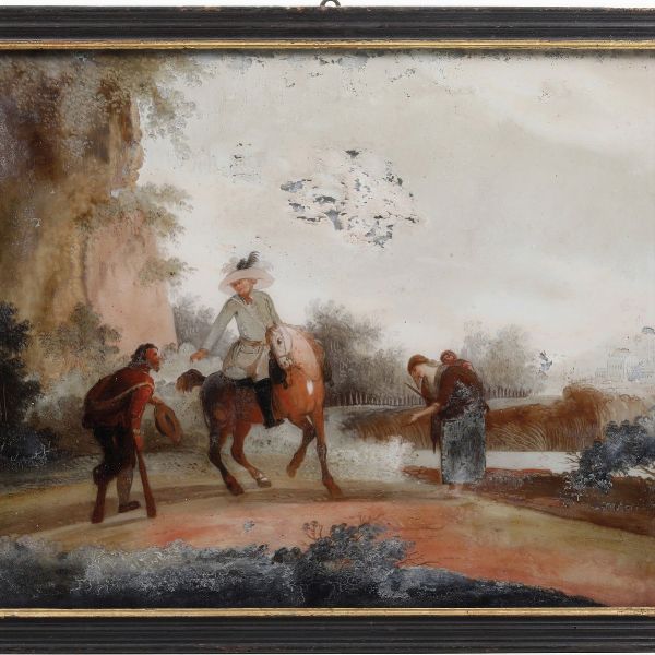 Scuola veneta del XVIII secolo Paesaggi con contadini e viandanti  - Asta Dipinti Antichi - Associazione Nazionale - Case d'Asta italiane