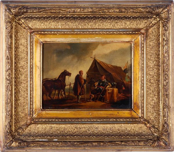 Scuola olandese della fine del XVIII secolo Accampamento militare  - Asta Dipinti Antichi - Associazione Nazionale - Case d'Asta italiane