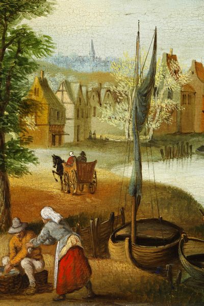 Scuola del XIX/XX secolo Paesaggio costiero con figure e imbarcazioni  - Asta Dipinti Antichi - Associazione Nazionale - Case d'Asta italiane