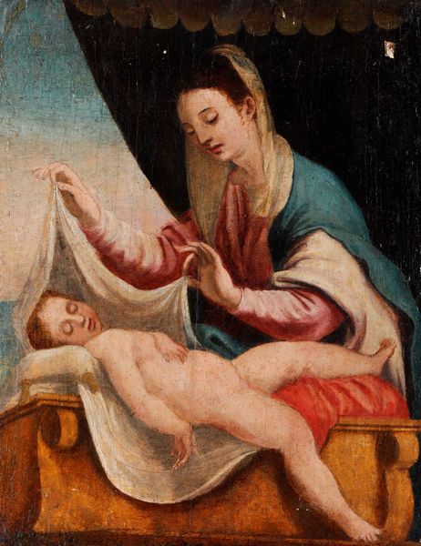 Scuola del XVIII/XIX secolo Madonna con Bambino  - Asta Dipinti Antichi - Associazione Nazionale - Case d'Asta italiane