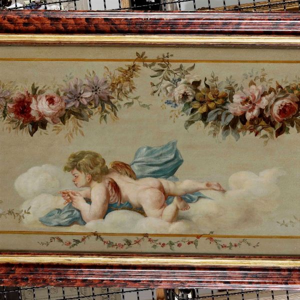 Artista del XIX secolo Figure di amorini con ghirlande i fiori  - Asta Dipinti Antichi - Associazione Nazionale - Case d'Asta italiane