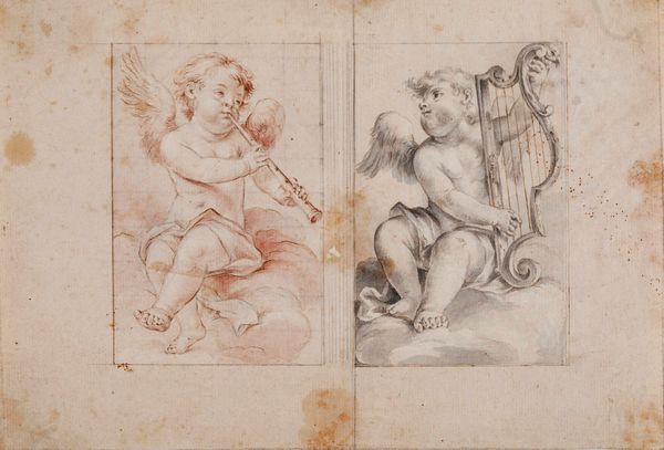 Scuola del XIX secolo Studi per angeli musicanti  - Asta Dipinti Antichi - Associazione Nazionale - Case d'Asta italiane
