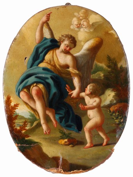 Scuola napoletana del XVIII secolo LAngelo Custode  - Asta Dipinti Antichi - Associazione Nazionale - Case d'Asta italiane