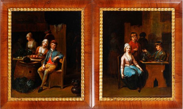 Jan Baptist Lambrechts : Scene di genere  - Asta Dipinti Antichi - Associazione Nazionale - Case d'Asta italiane