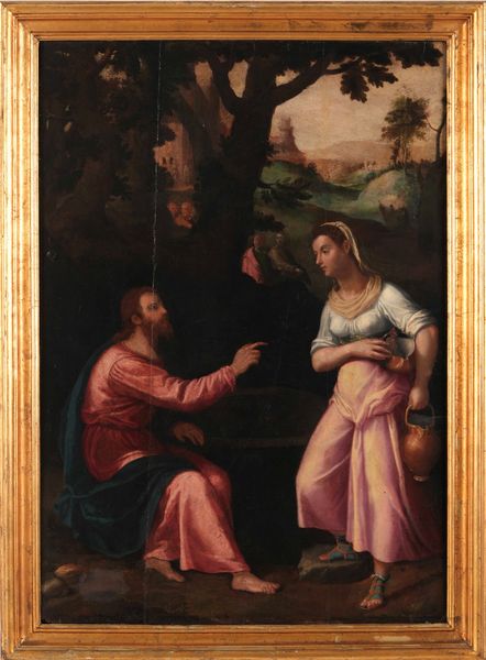 Scuola toscana del XVI secolo Cristo e la Samaritana al pozzo  - Asta Dipinti Antichi - Associazione Nazionale - Case d'Asta italiane
