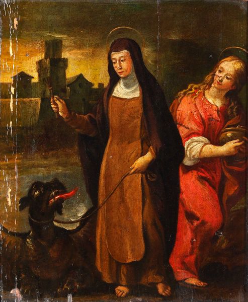 Scuola del XVII secolo Santa Margherita d'Antiochia e Maria Maddalena  - Asta Dipinti Antichi - Associazione Nazionale - Case d'Asta italiane