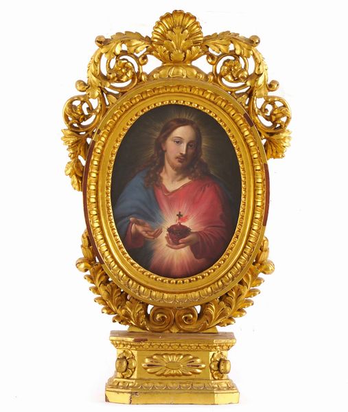 Scuola del XVIII secolo Sacro Cuore di Ges  - Asta Dipinti Antichi - Associazione Nazionale - Case d'Asta italiane