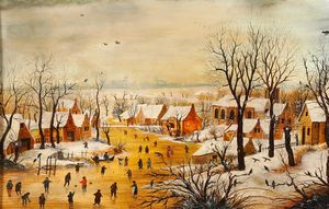 Pieter Bruegel il Vecchio - Paesaggio invernale con pattinatori