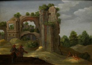 Pieter Anthonisz van Groenewegen - Paesaggio con rovine e viandanti