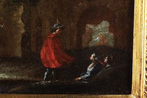 Scuola del XVII secolo Paesaggio con architetture e figure  - Asta Dipinti Antichi - Associazione Nazionale - Case d'Asta italiane