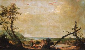 Giuseppe Zais - Paesaggio con contadine