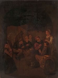 DAVID TENIERS - Scena di genere in un interno di osteria