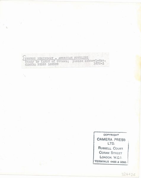 Yousuf Karsh Karsh of Ottawa : Ernest Hemingway  - Asta Fotografia - Associazione Nazionale - Case d'Asta italiane