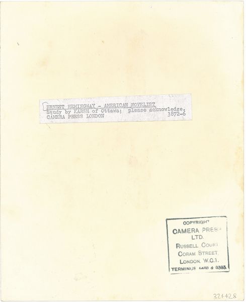 Yousuf Karsh Karsh of Ottawa : Ernest Hemingway  - Asta Fotografia - Associazione Nazionale - Case d'Asta italiane