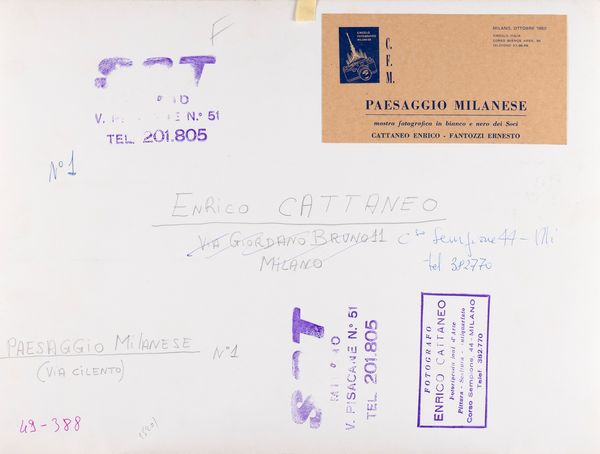 Enrico Cattaneo : Paesaggio milanese, Via Cilento  - Asta Fotografia - Associazione Nazionale - Case d'Asta italiane