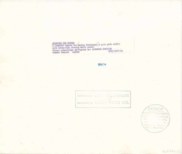 Lawrence Julian Schiller : lotto di tre fotografie Barbra Streisand  - Asta Fotografia - Associazione Nazionale - Case d'Asta italiane