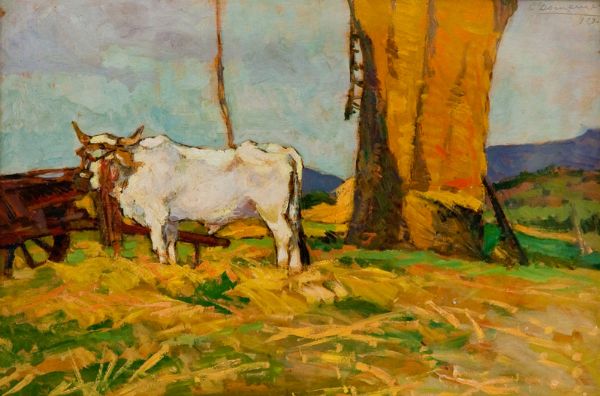 Carlo Domenici : Mucca e pagliaio  - Asta Asta di Arte Moderna e Contemporanea  - Associazione Nazionale - Case d'Asta italiane