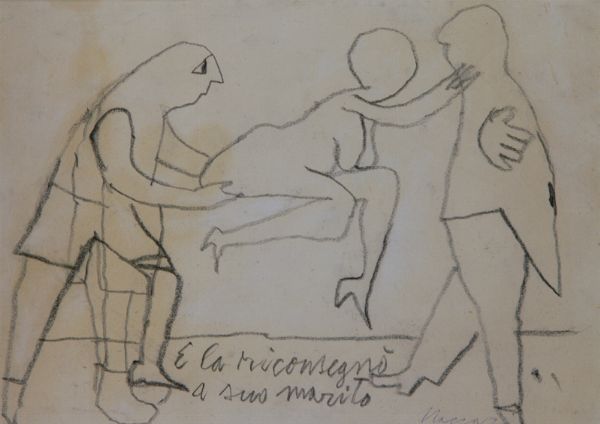 MINO MACCARI : E la riconsegn a suo marito  - Asta Arte Moderna e Contemporanea - Associazione Nazionale - Case d'Asta italiane