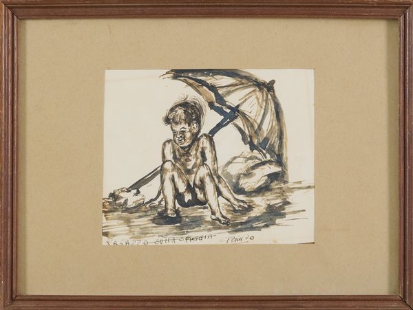 Giorgio Bini : Ragazzo sulla spiaggia  - Asta Arte Moderna e Contemporanea - Associazione Nazionale - Case d'Asta italiane