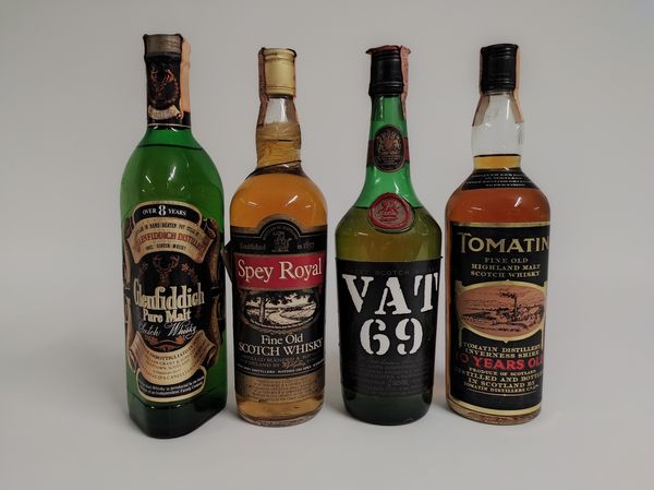 Glenffidich, Spey Royal, Vat 69, Tomatin, Scotch Whisky  - Asta Spring Wines and Spirits - Associazione Nazionale - Case d'Asta italiane