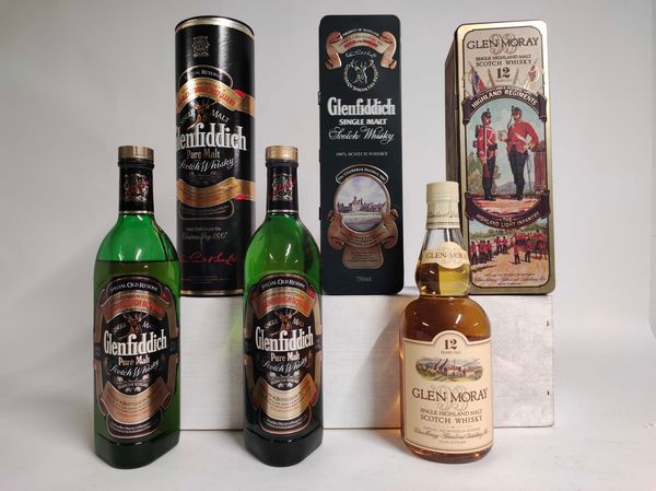Glenfiddich, Glen Moray, Pure Malt & Single Malt Whisky  - Asta Spring Wines and Spirits - Associazione Nazionale - Case d'Asta italiane
