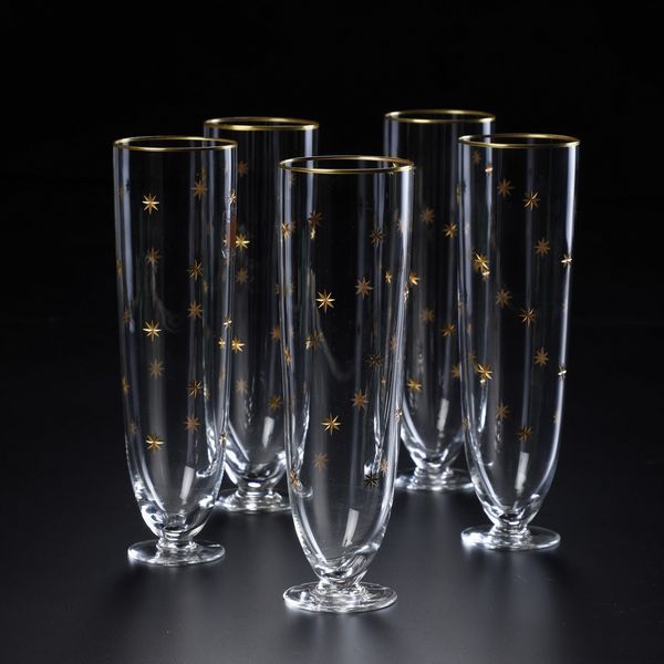 Cinque fltes. <BR>Murano, Manifattura Nason e Moretti, ultimo ventennio del XX secolo.<BR>  - Asta  Arredi per la tavola - Associazione Nazionale - Case d'Asta italiane