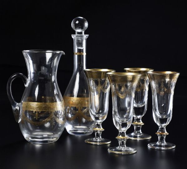 Servizio di calici.<BR>Murano, XX secolo.  - Asta  Arredi per la tavola - Associazione Nazionale - Case d'Asta italiane