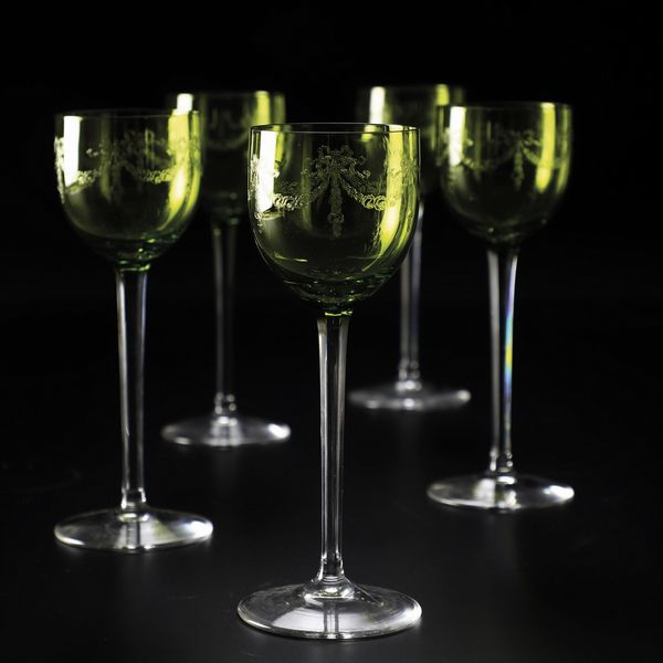 Dieci calici da vino alsaziano, 1920 circa.<BR>  - Asta  Arredi per la tavola - Associazione Nazionale - Case d'Asta italiane