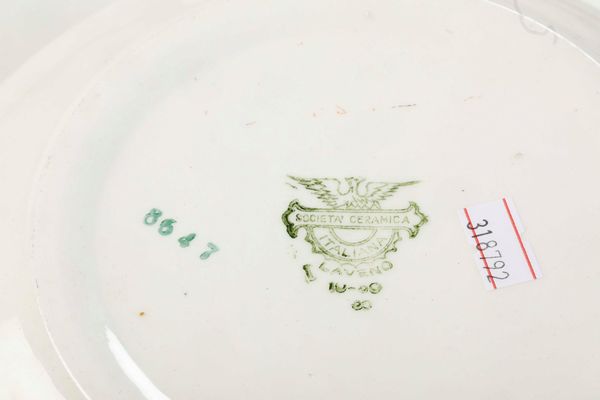 Servizio da tavola.<BR>Laveno, Societ� Ceramica Italiana, met� del XX secolo.  - Asta  Arredi per la tavola - Associazione Nazionale - Case d'Asta italiane