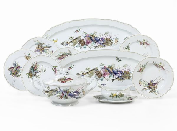 Servizio da pesce Calanque.<BR>Francia, Limoges, Manifattura Haviland, seconda met del XX secolo.<BR>  - Asta  Arredi per la tavola - Associazione Nazionale - Case d'Asta italiane