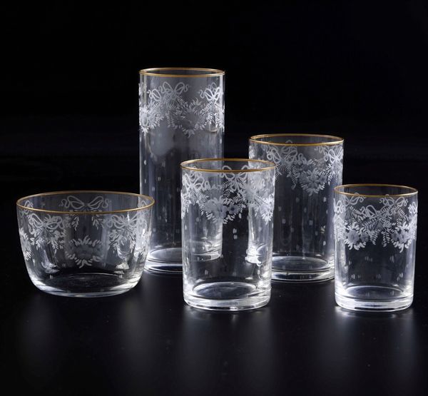 Servizio di bicchieri.<BR>Murano, Probabilmente Nason Moretti, XX secolo.  - Asta  Arredi per la tavola - Associazione Nazionale - Case d'Asta italiane