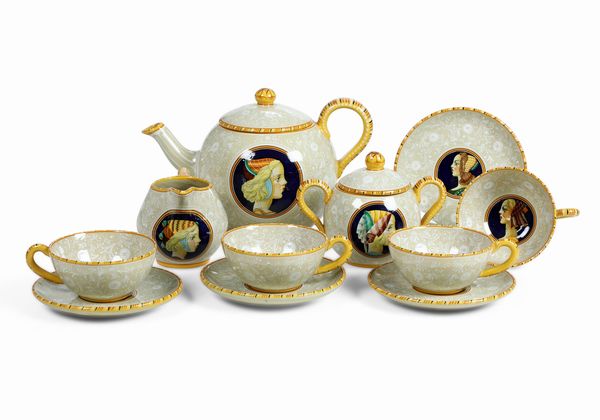 Servizio da t. <BR>Pesaro, Manifattura Mengaroni, 1934-1944.<BR>  - Asta  Arredi per la tavola - Associazione Nazionale - Case d'Asta italiane