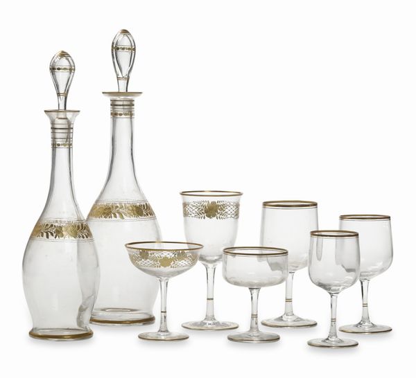 Due parti di servizi di calici.<BR>Murano, XX secolo.  - Asta  Arredi per la tavola - Associazione Nazionale - Case d'Asta italiane