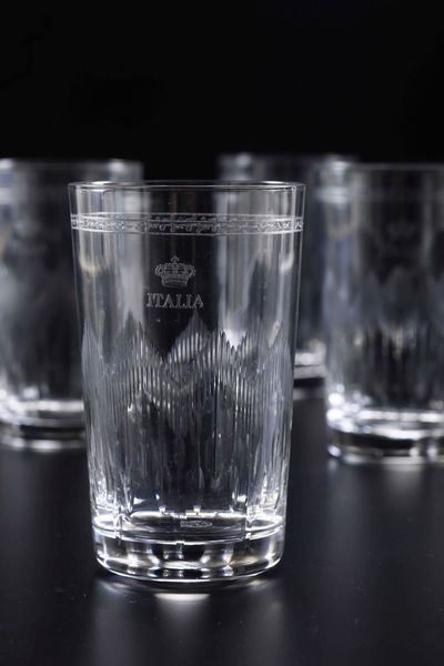 Dieci bicchieri Italia.<BR>Francia, Manifattura Baccarat, XX secolo.  - Asta  Arredi per la tavola - Associazione Nazionale - Case d'Asta italiane