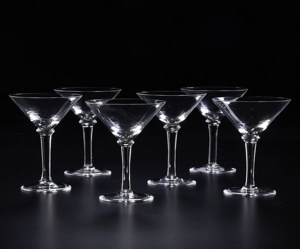Sei bicchieri da Martini.<BR>Murano, Manifattura di Carlo Moretti, seconda met del XX secolo.<BR>  - Asta  Arredi per la tavola - Associazione Nazionale - Case d'Asta italiane