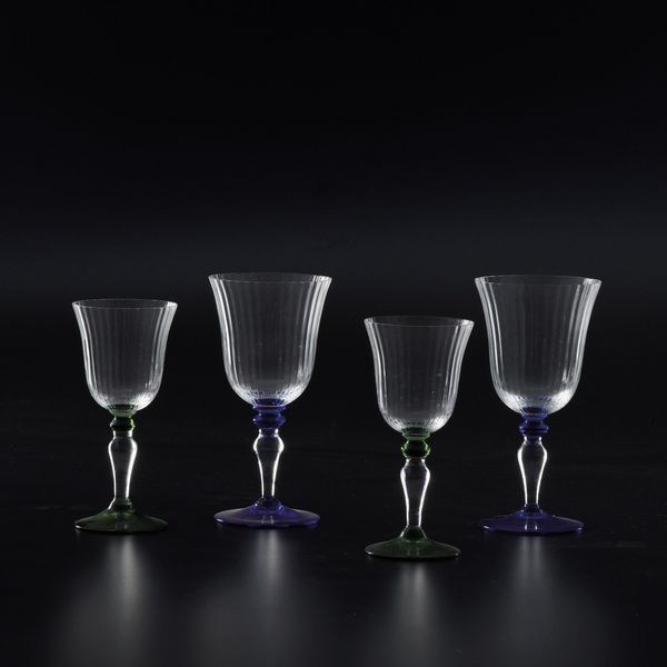 Elementi di un servizio di calici.<BR>Murano, Manifattura Nason Moretti, seconda met del XX secolo.  - Asta  Arredi per la tavola - Associazione Nazionale - Case d'Asta italiane